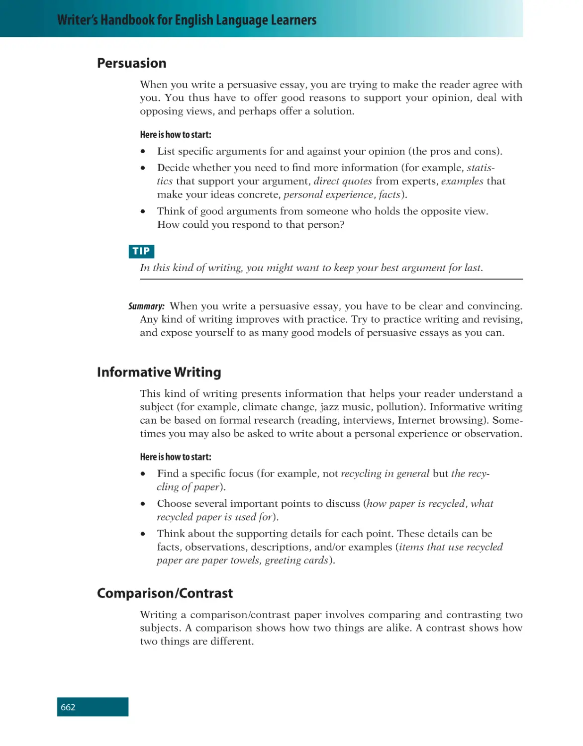 Informative Writing
Comparison/Contrast
