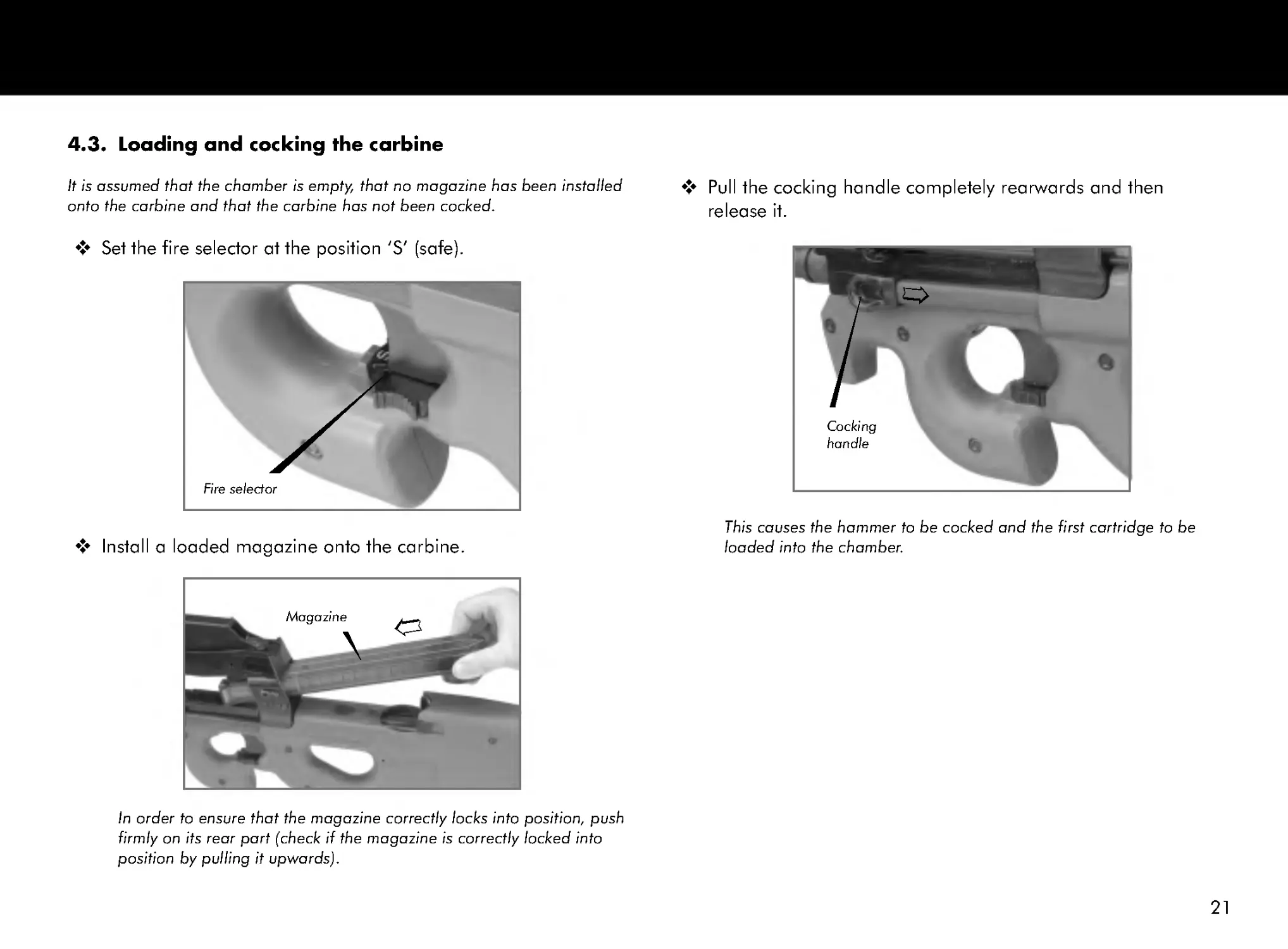 4.3. Loading and cocking the carbine