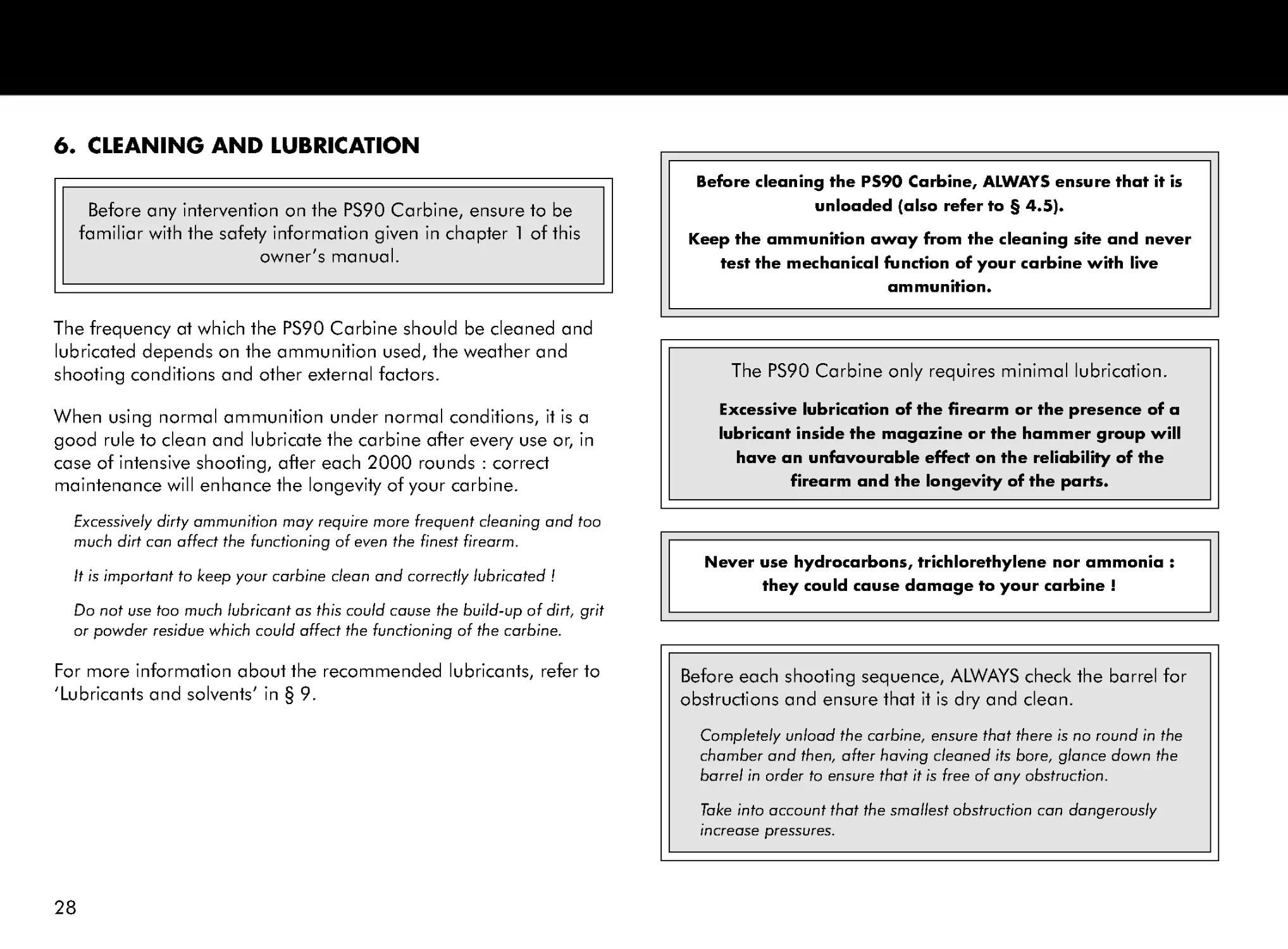 6. Cleaning and lubrication