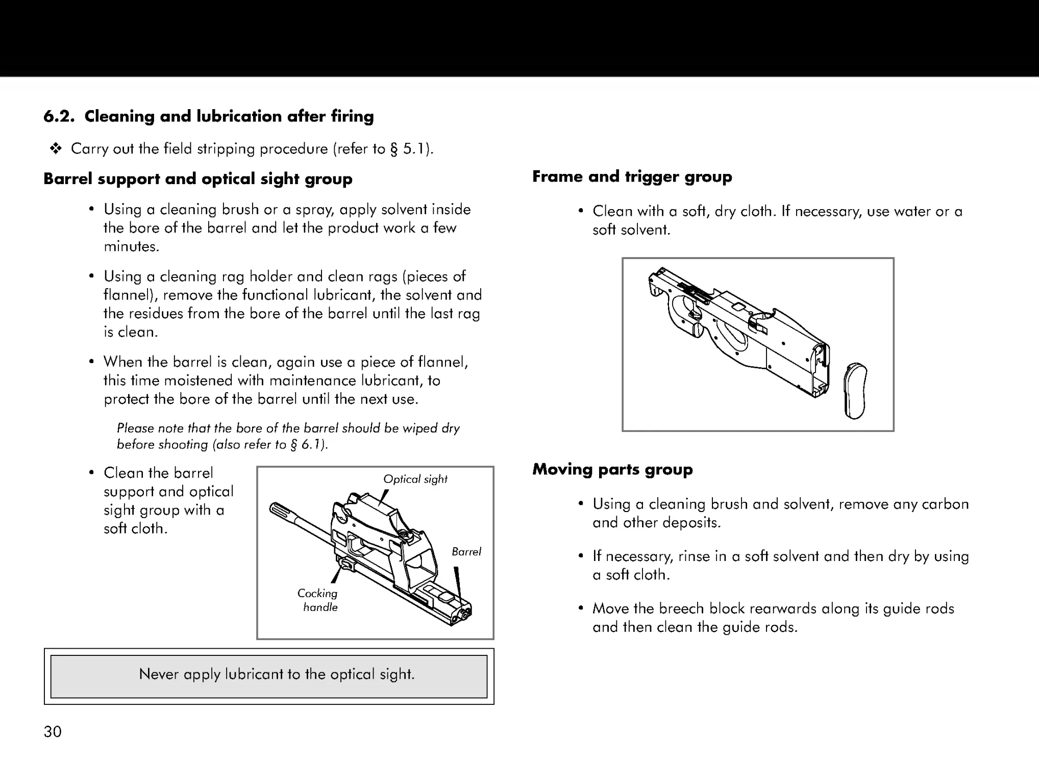 6.2. Cleaning and lubrication after firing