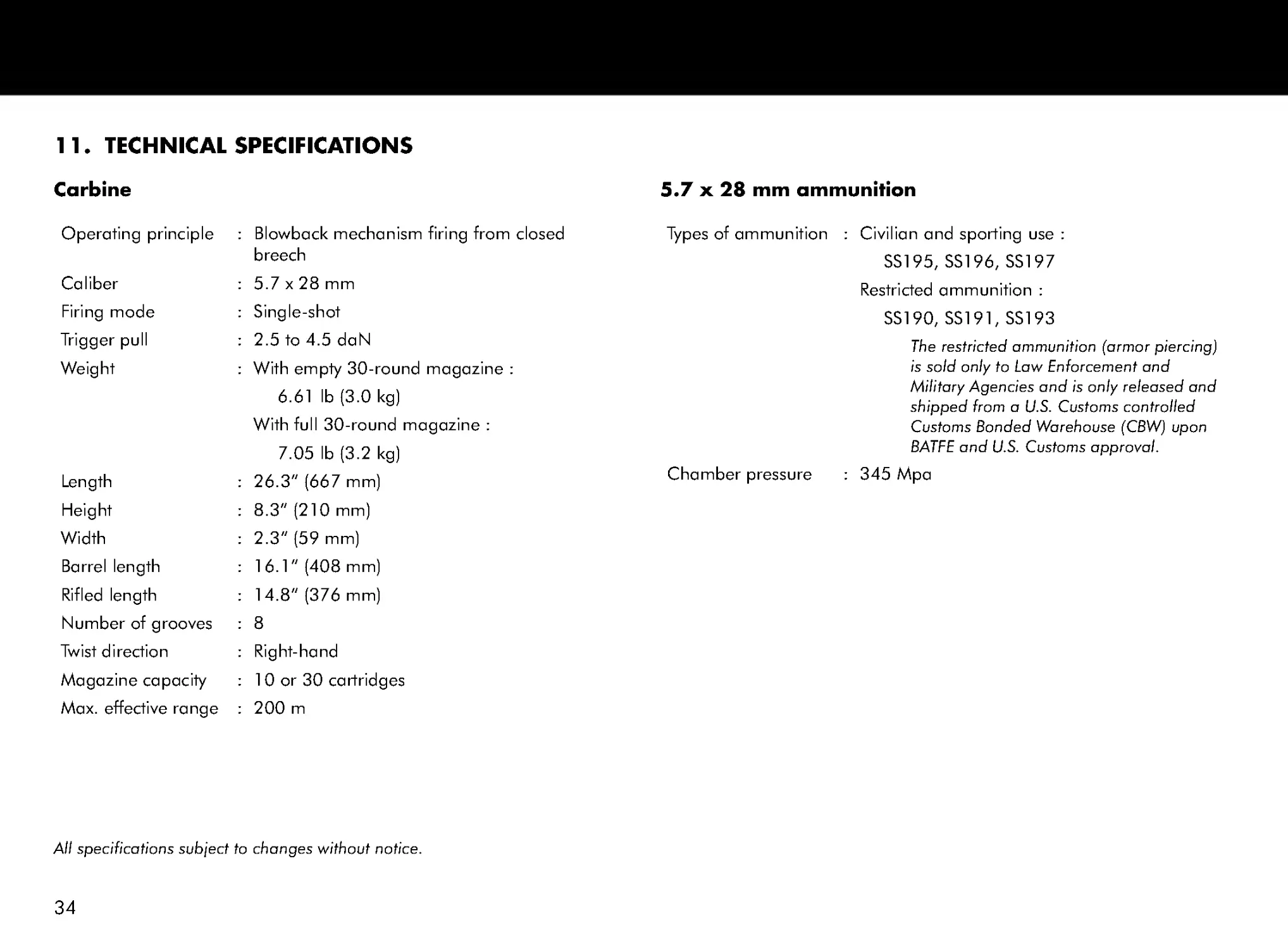 11. Technical specifications