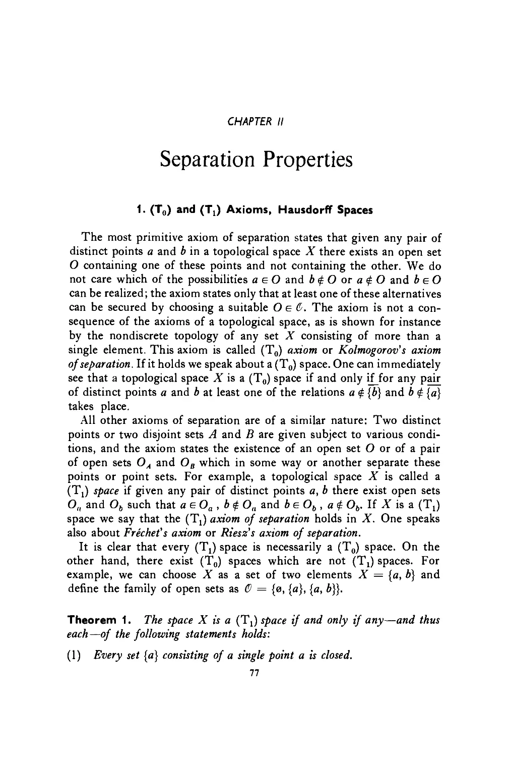 Chapter II Separation Properties