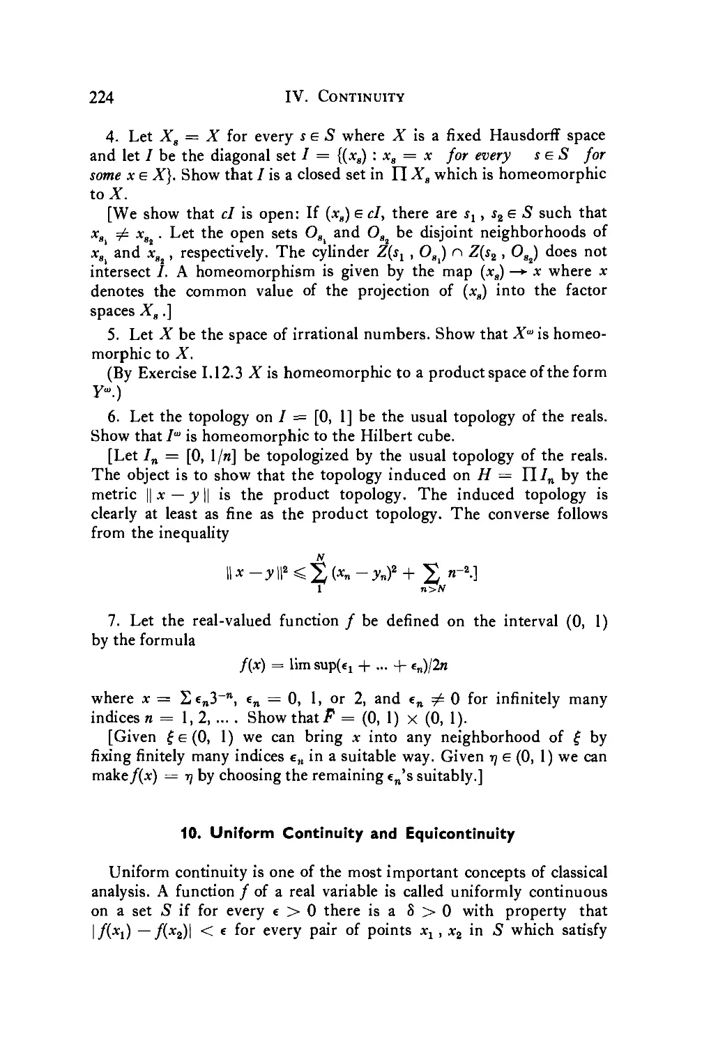 10. Uniform Continuity and Equicontinuity