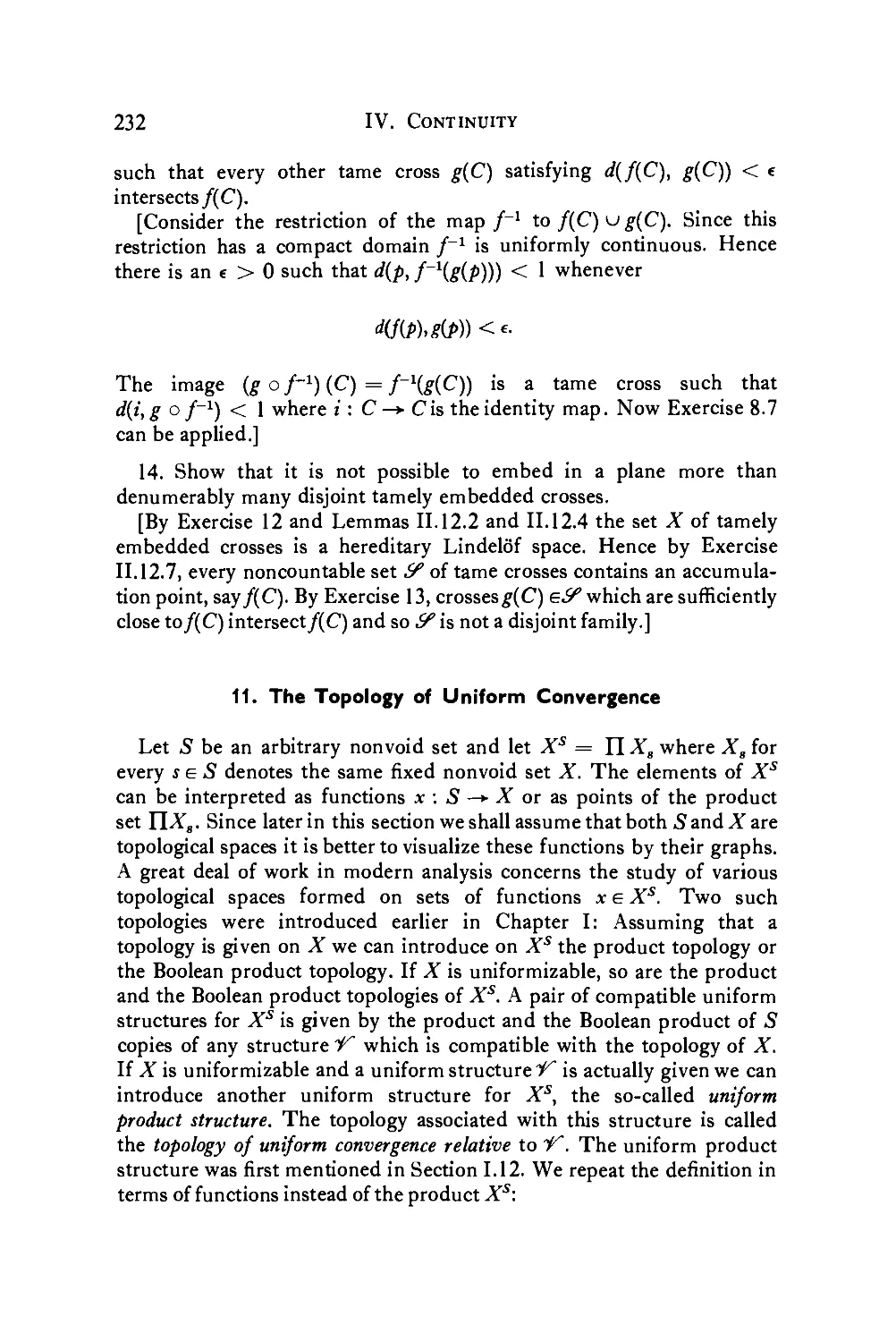 11. The Topology of Uniform Convergence