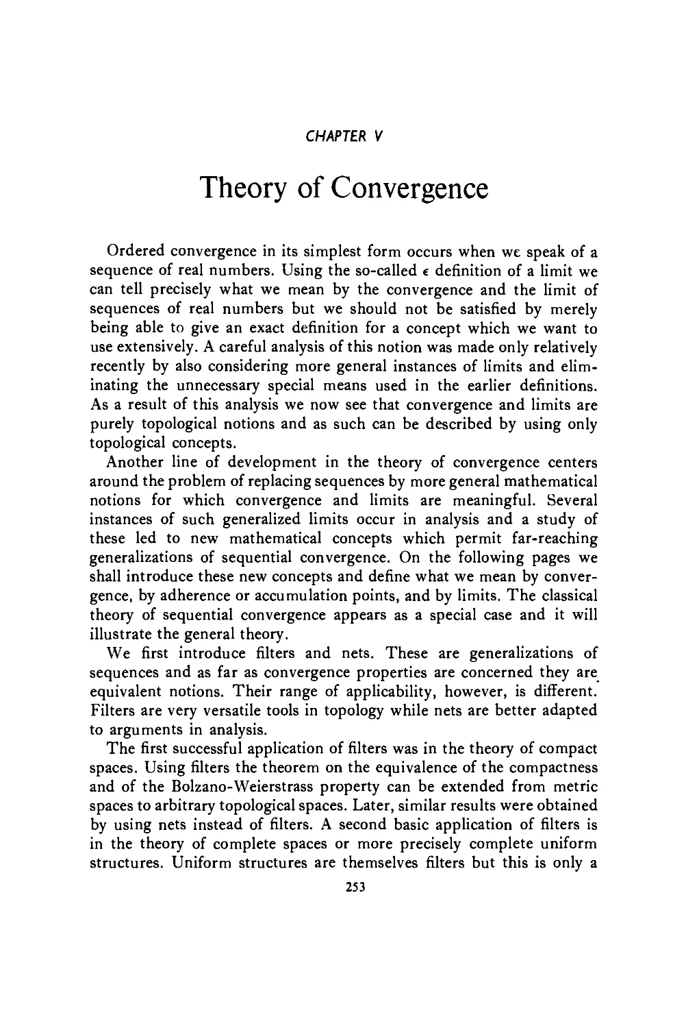 Chapter V Theory of Convergence