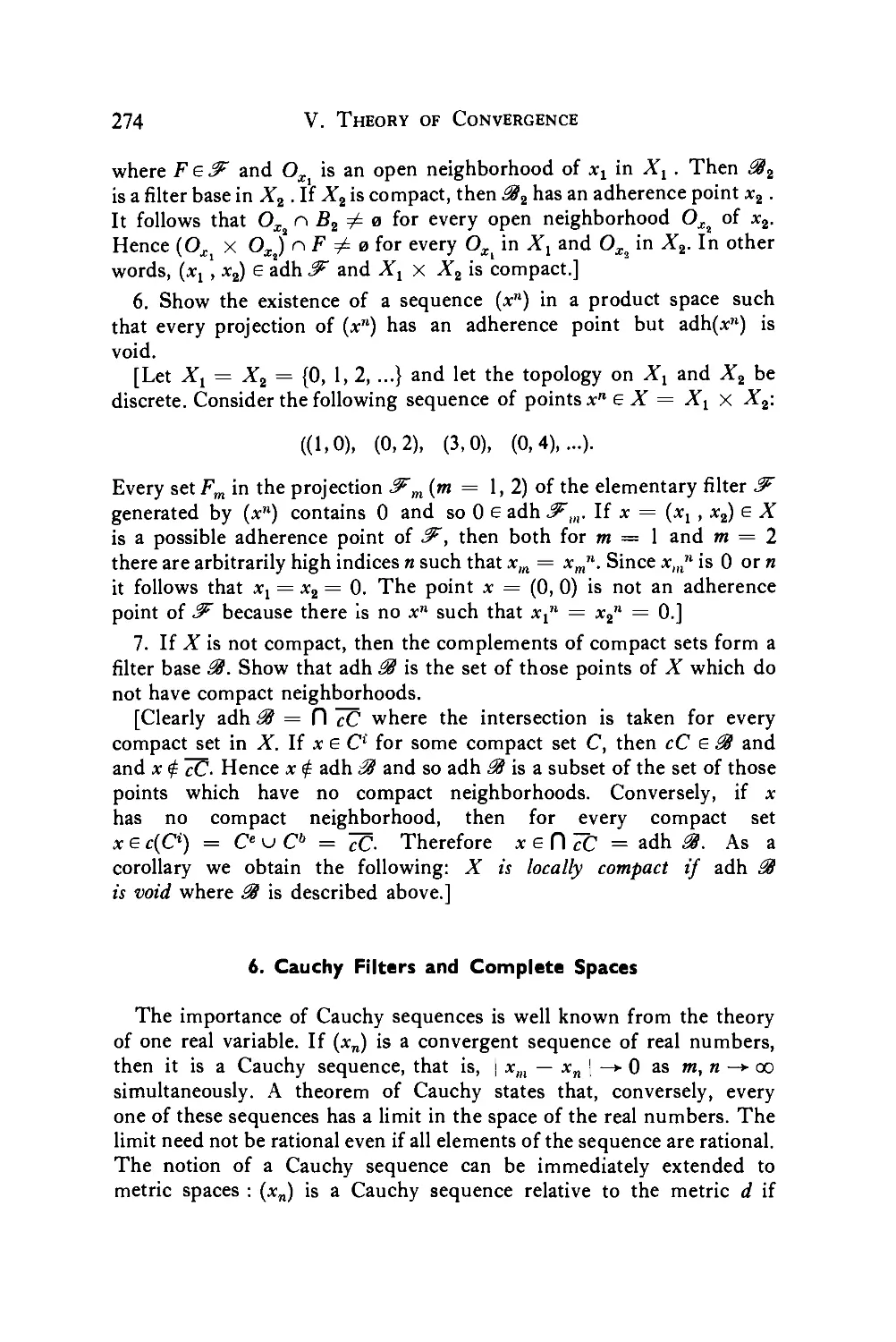 6. Cauchy Filters and Complete Spaces