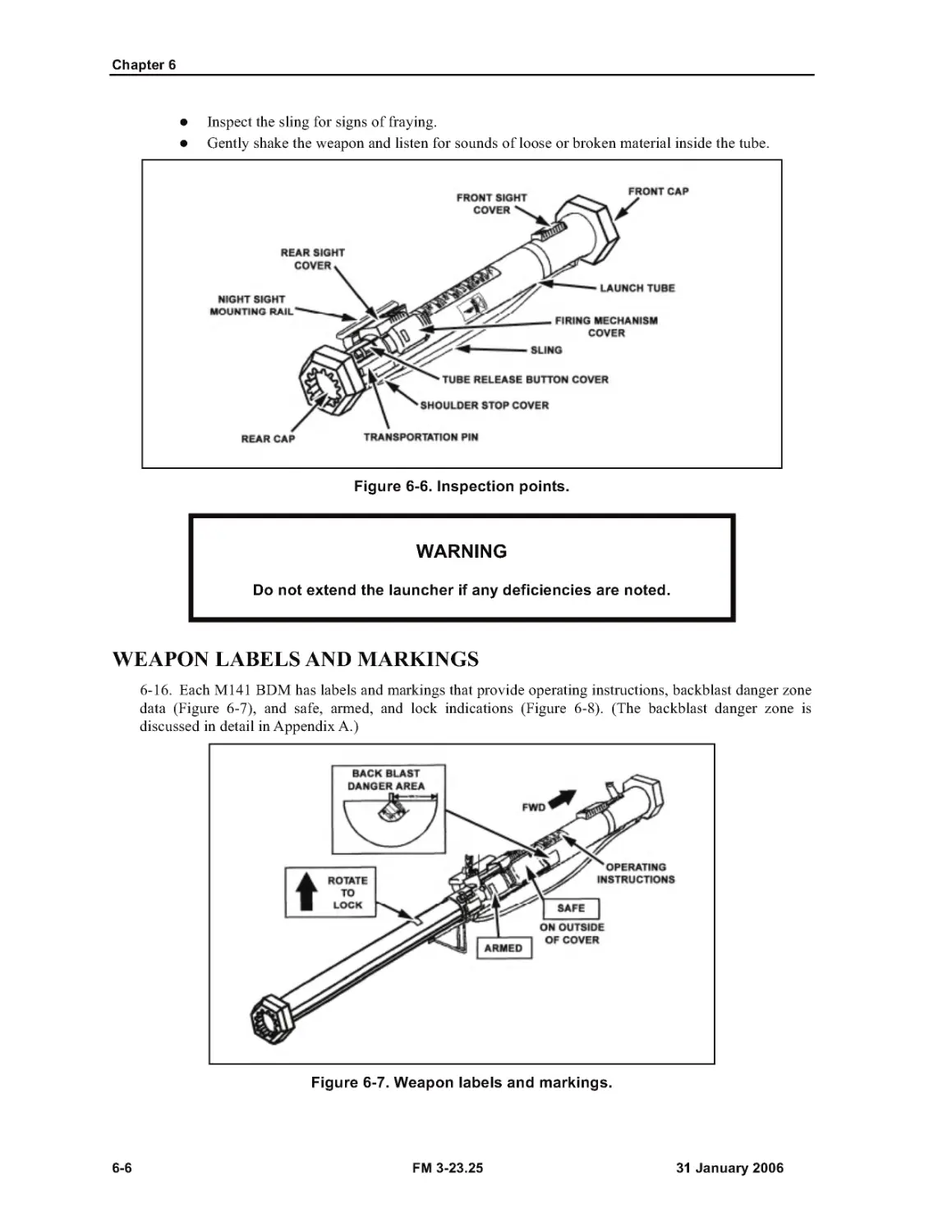 Figure 6-6. Inspection points.
Figure 6-7. Weapon labels and markings.
WEAPON LABELS AND MARKINGS