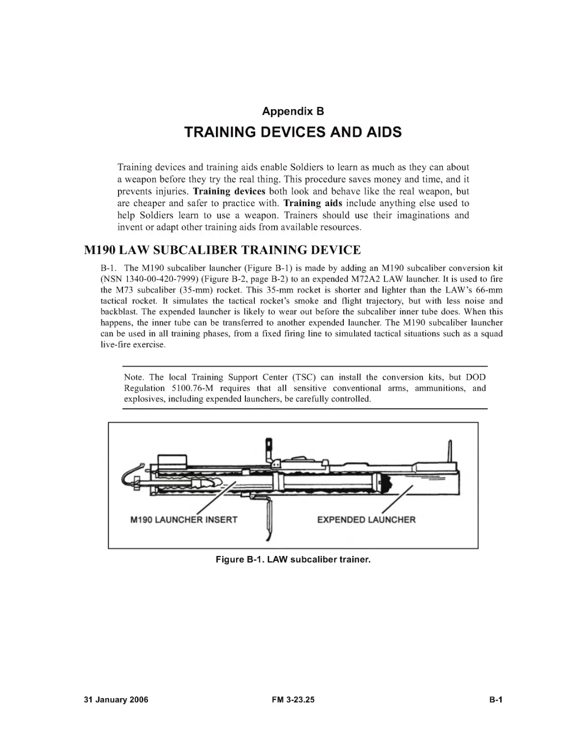 Figure B-1. LAW subcaliber trainer.
Appendix B - TRAINING DEVICES AND AIDS
