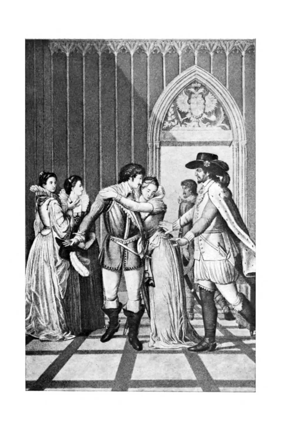 Сцена прощания Макса Пикколомини с Тэклой и полководцем. Придворный театр в Веймаре. 1799 г.