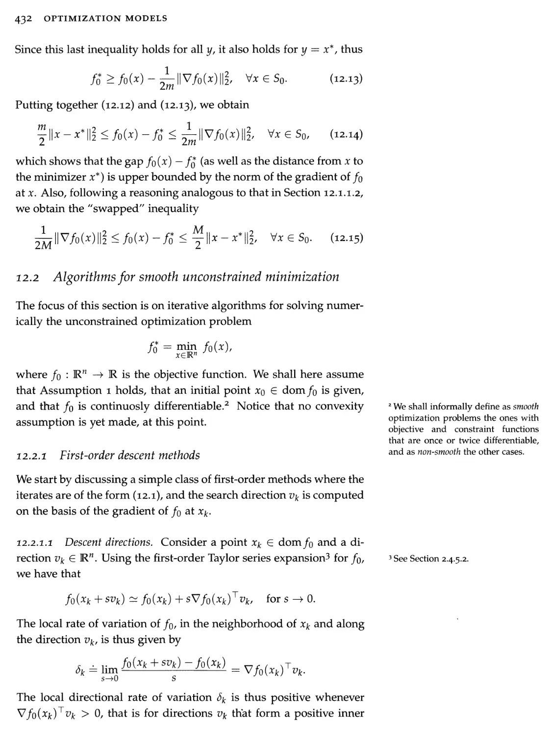 12.2 Algorithms for smooth unconstrained minimization 432