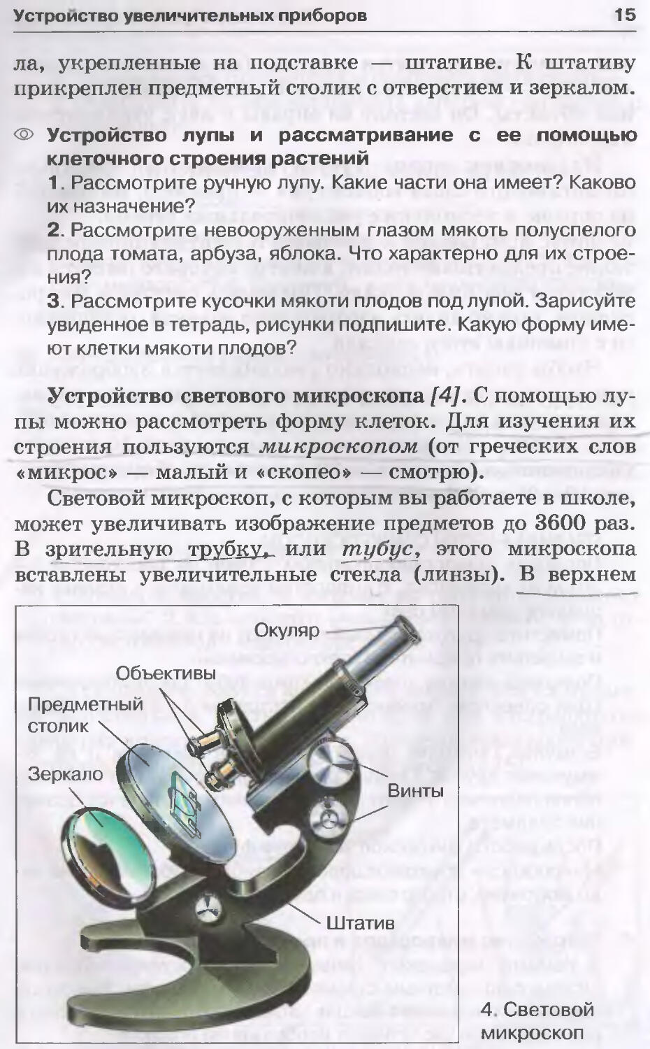 Строение штативного микроскопа