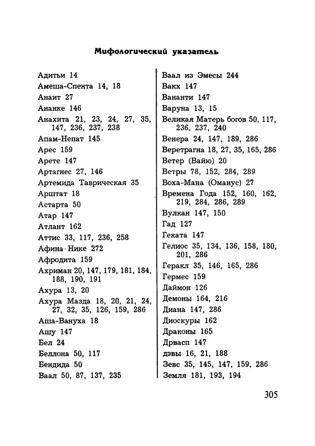 Мифологический указатель