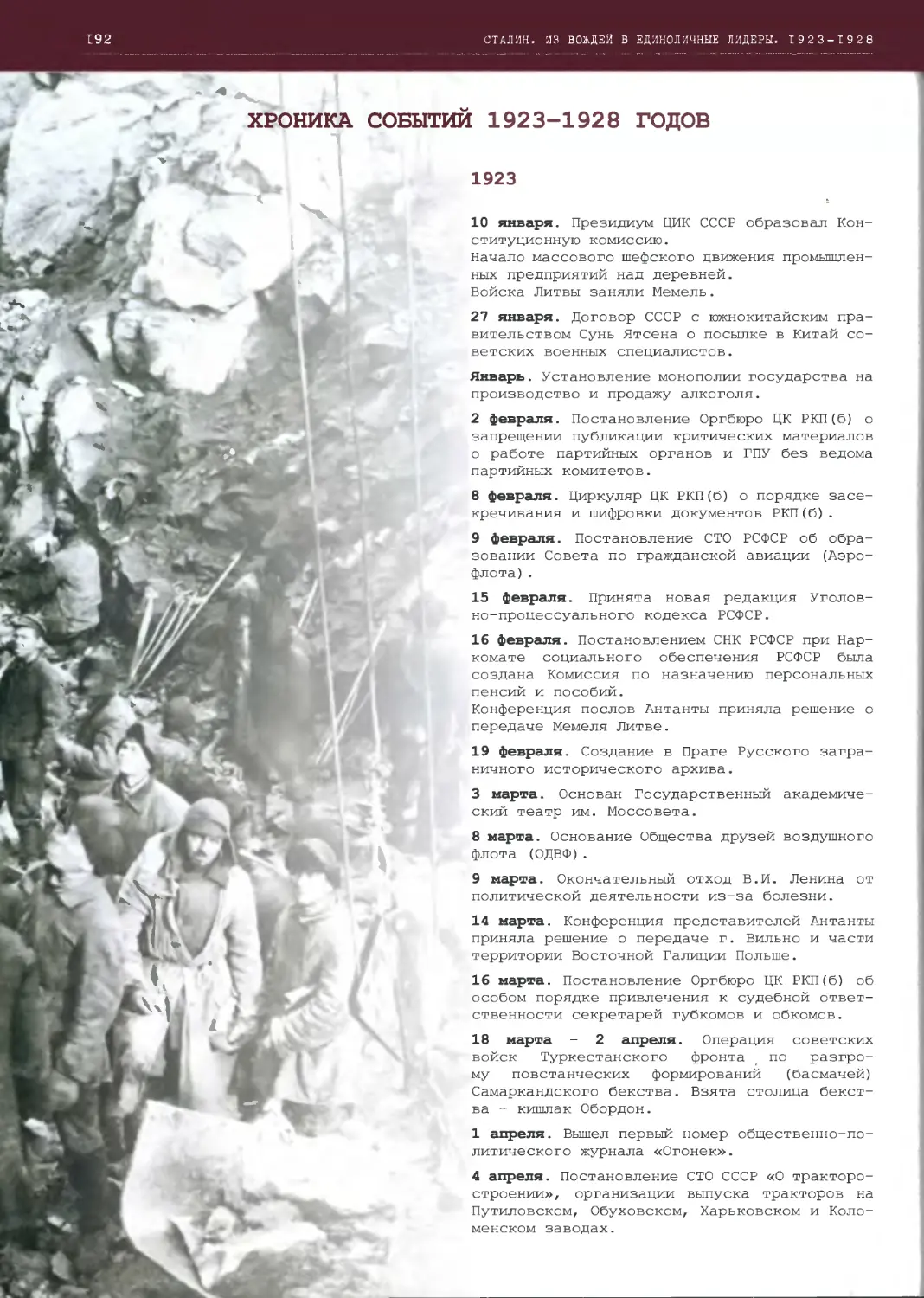 ХРОНИКА СОБЫТИИ 1923-1928 ГОДОВ