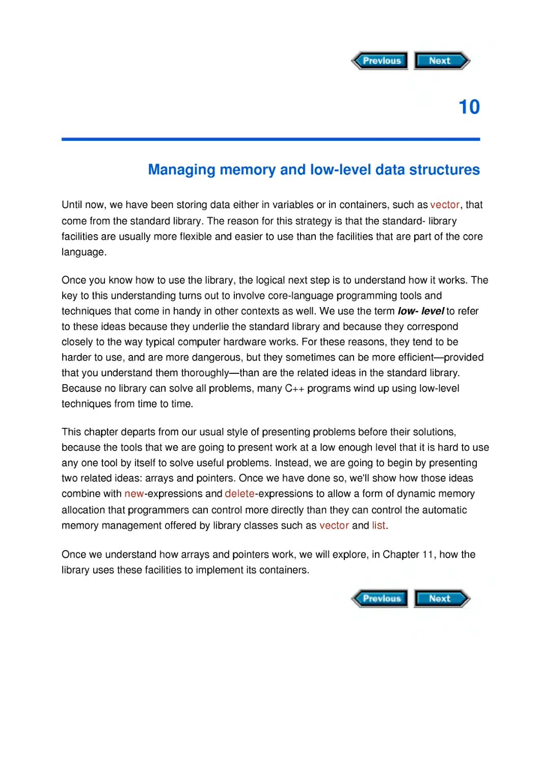 Chapter 10 Managing memory and low-level data structures