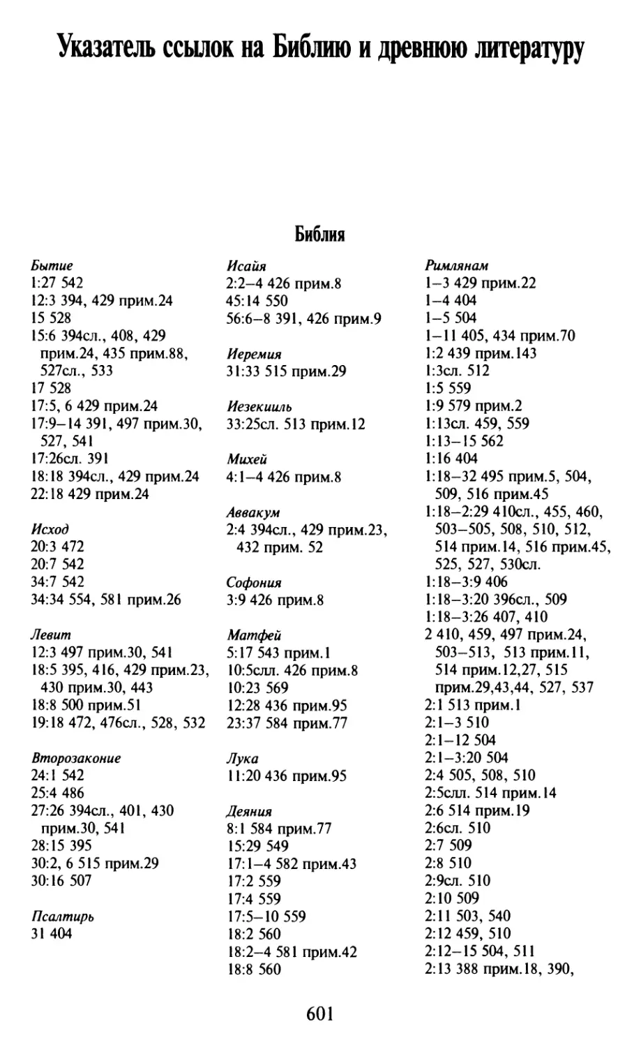 Указатель ссылок на Библию и древнюю литературу