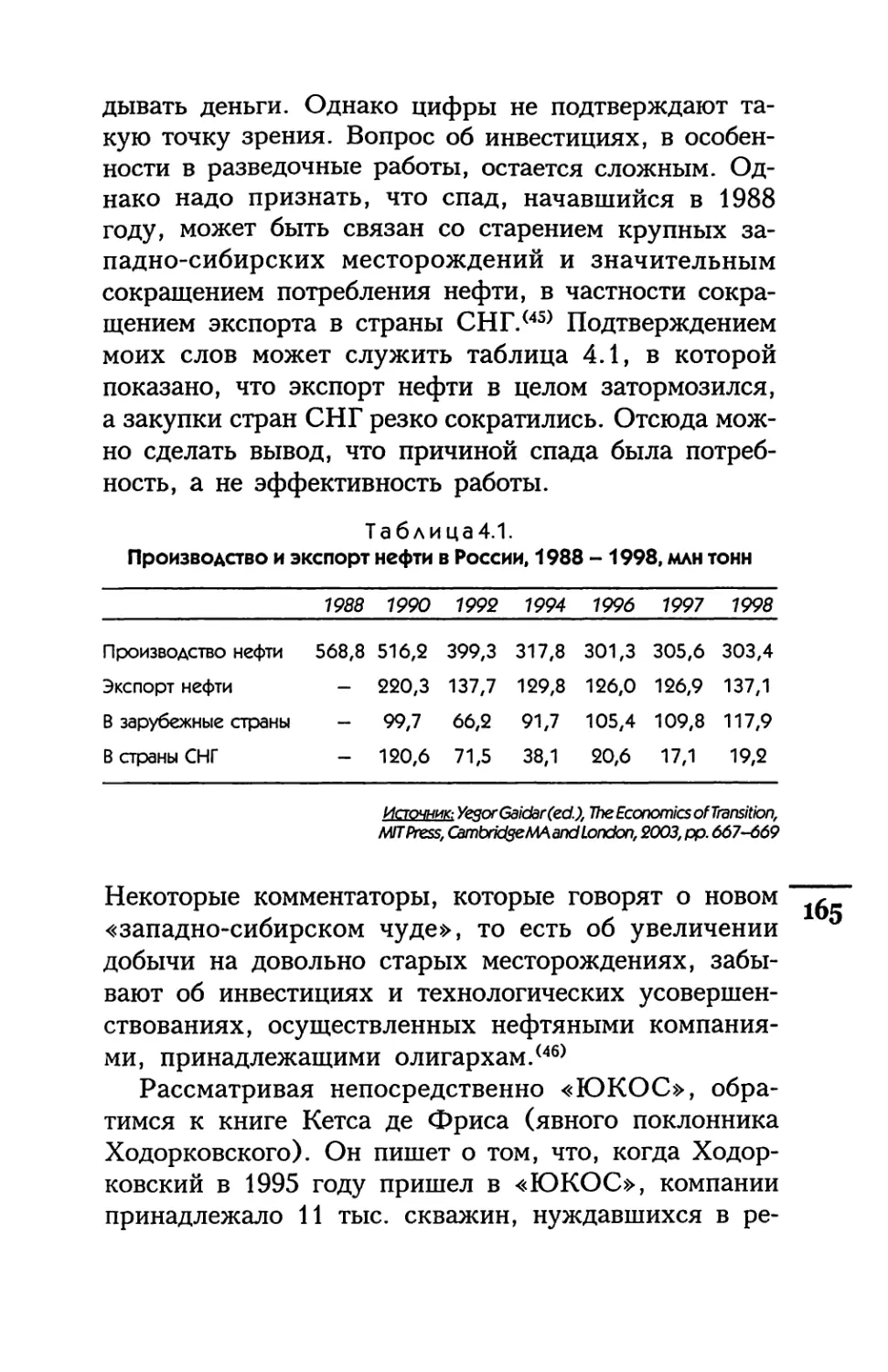 4.1.  Добыча  и  экспорт  нефти  в  России,  1988-1998