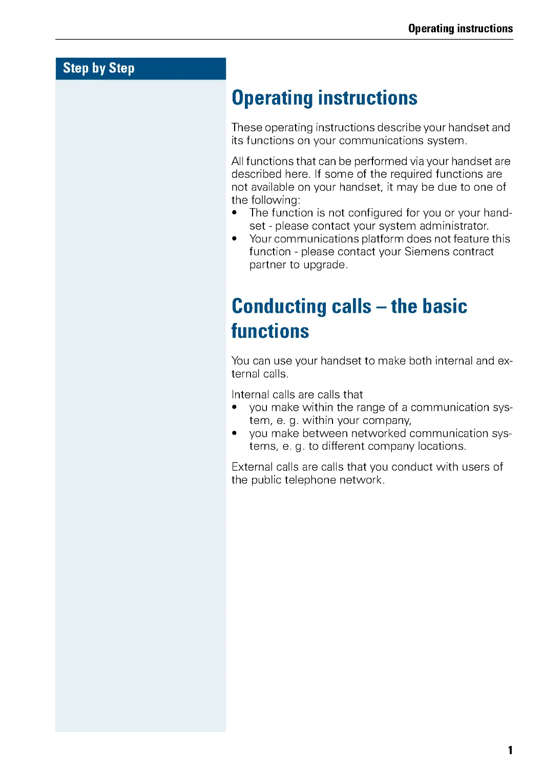 Operating instructions
Conducting calls – the basic functions