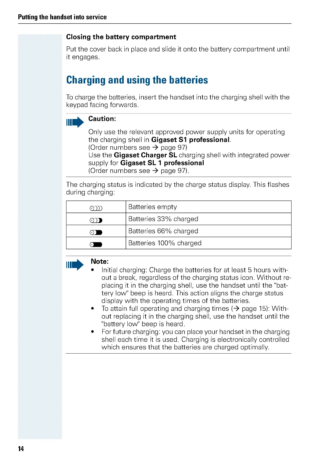 Charging and using the batteries