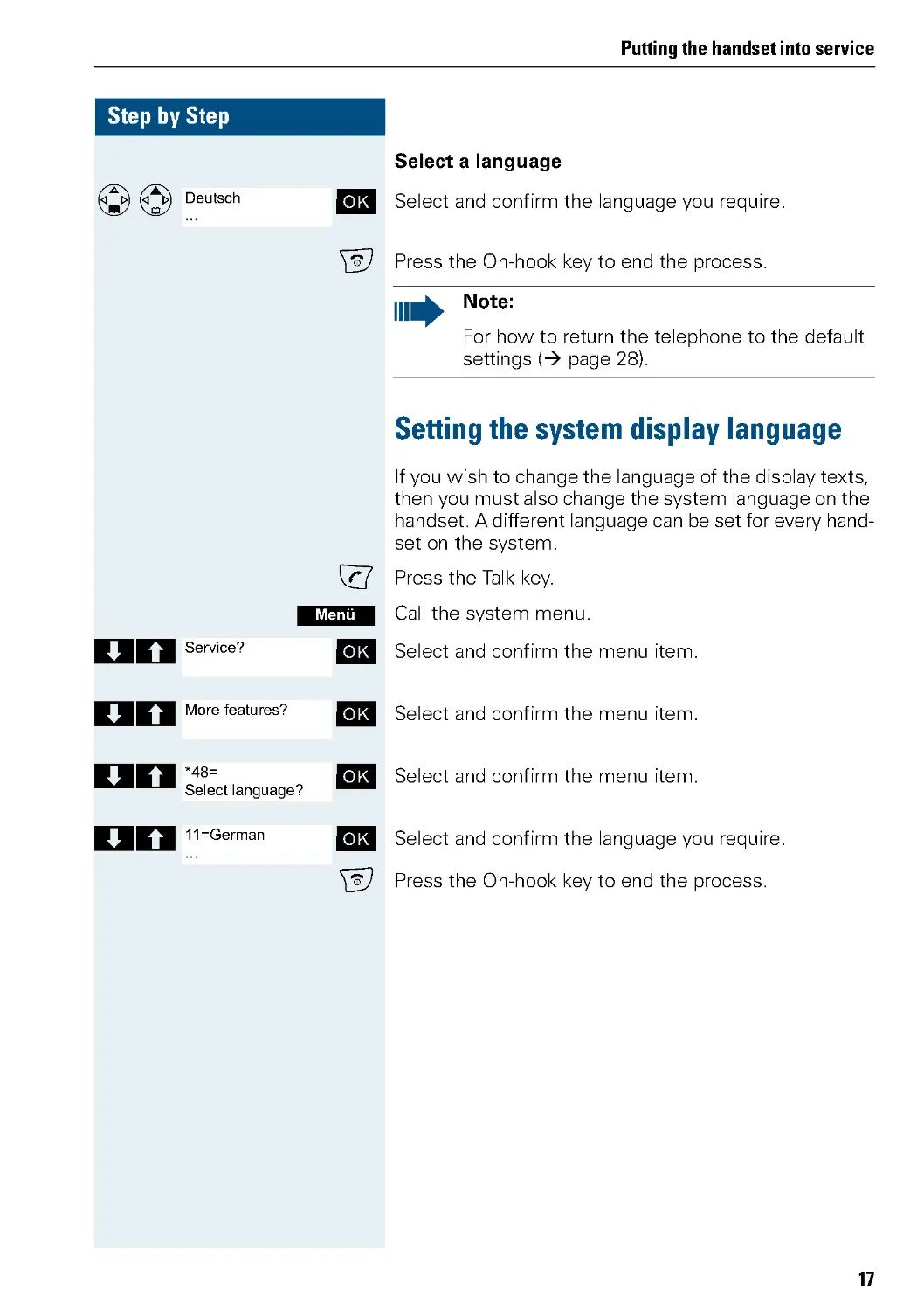 Setting the system display language