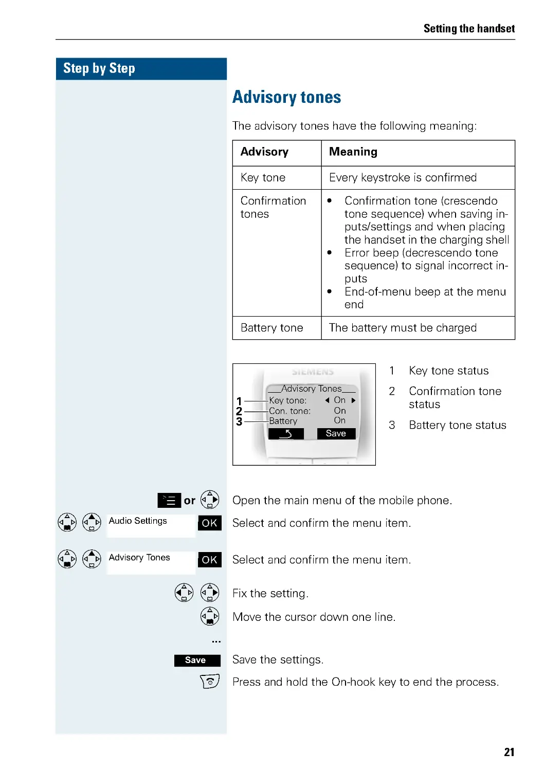 Advisory tones