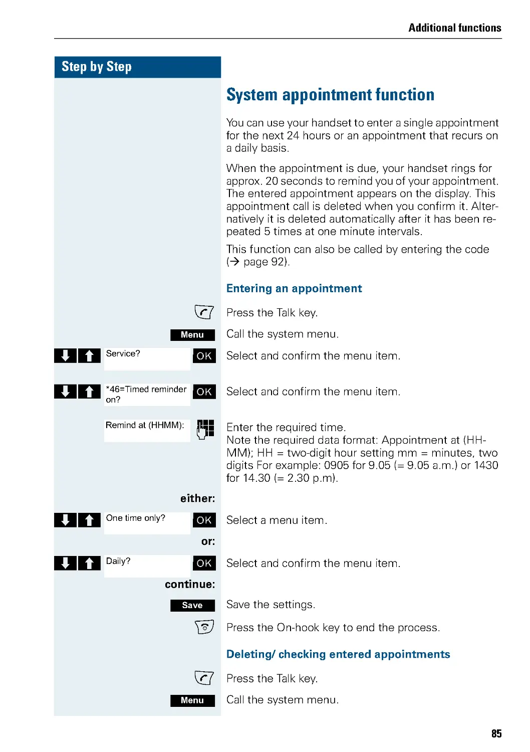 System appointment function