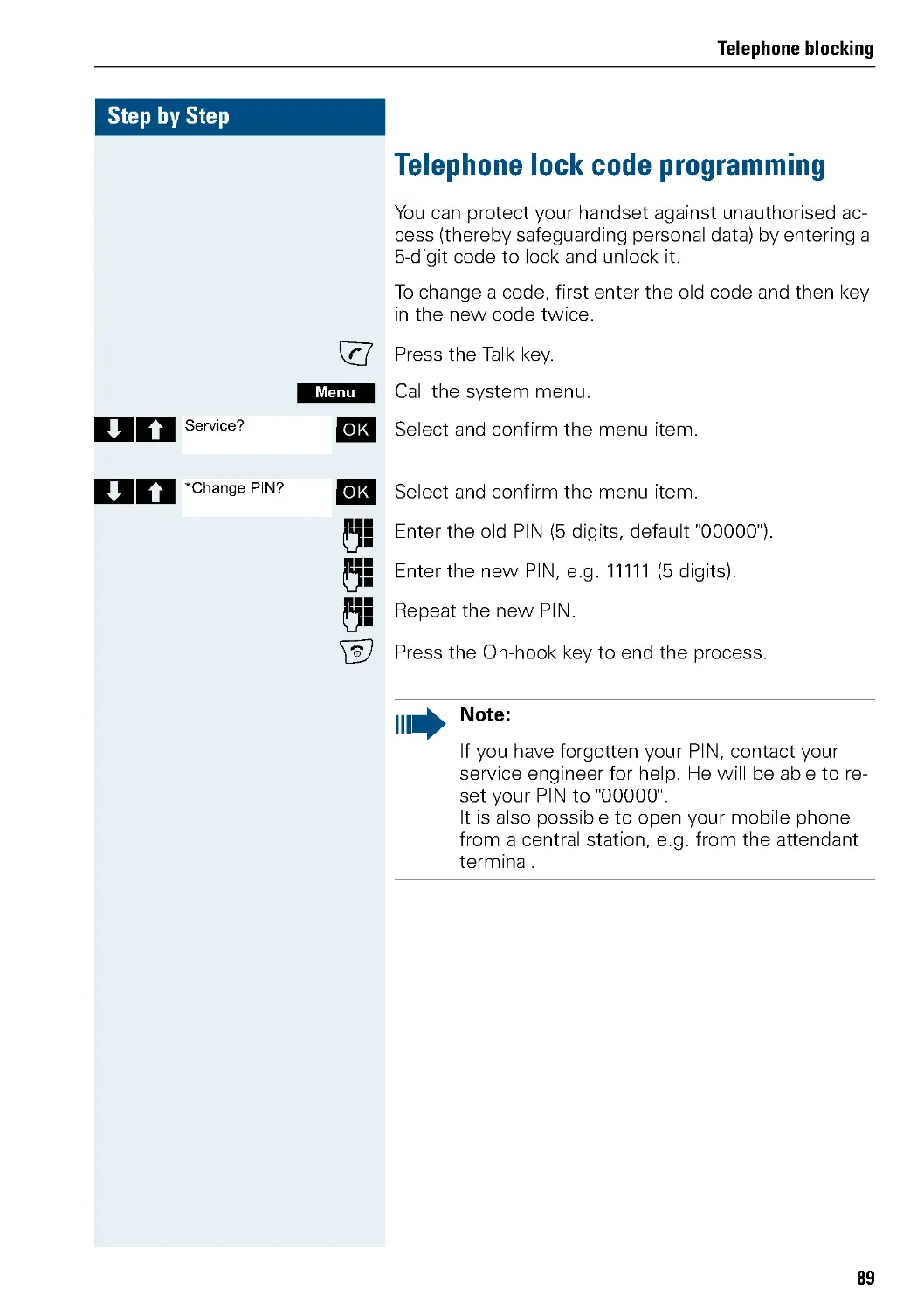 Telephone lock code programming