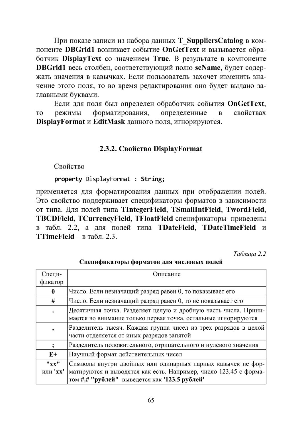 2.3.2. Свойство DisplayFormat