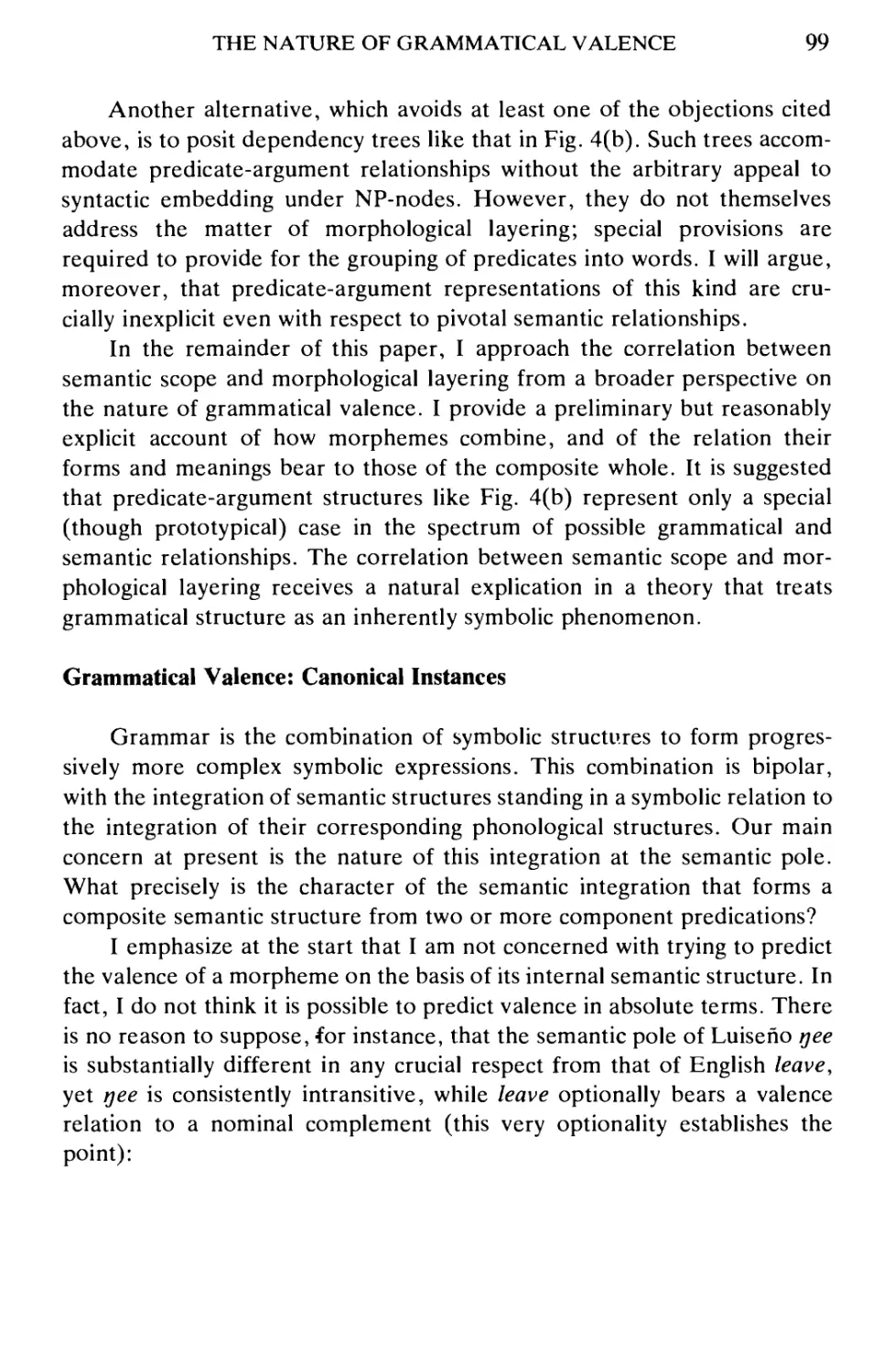 Grammatical Valence: Canonical Instances