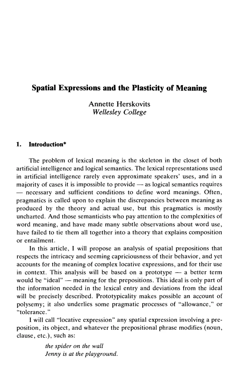 Spatial Expressions and the Plasticity of Meaning