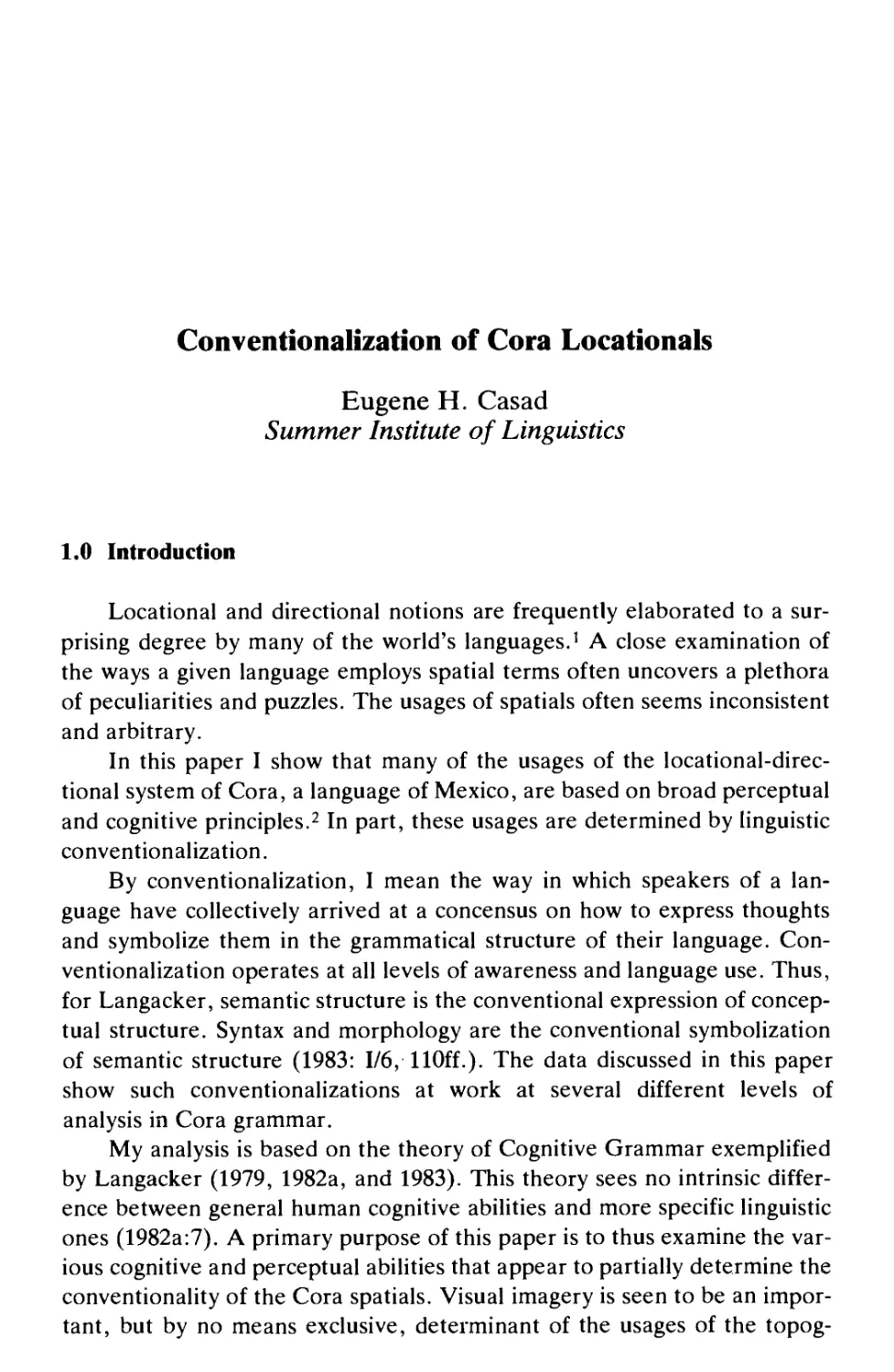 Conventionalization of Cora Locationals