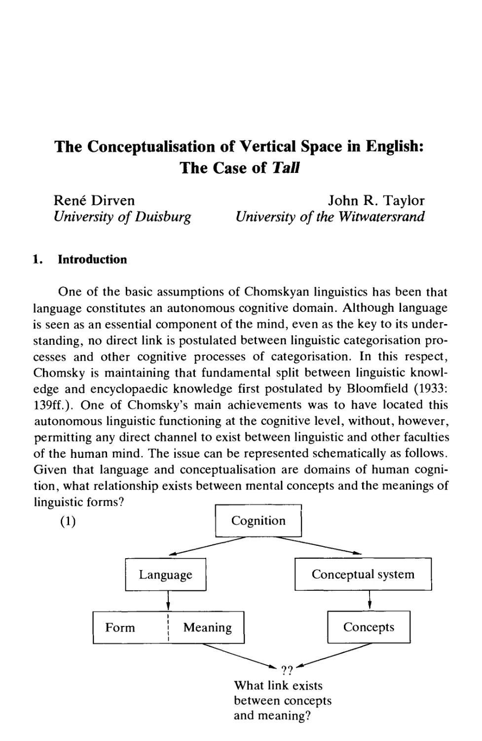 The Conceptualisation of Vertical Space in English: The Case of Tall