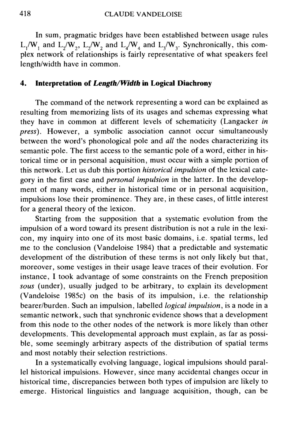 4. Interpretation of Length/Width in Logical Diachrony