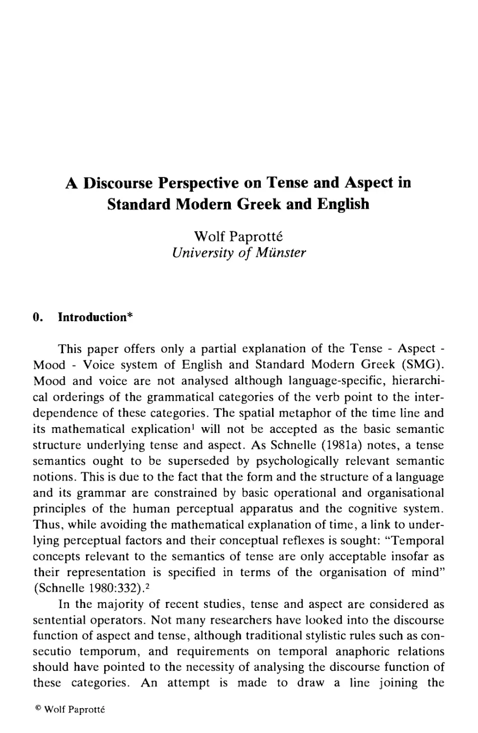 A Discourse Perspective on Tense and Aspect in Standard Modern Greek and English