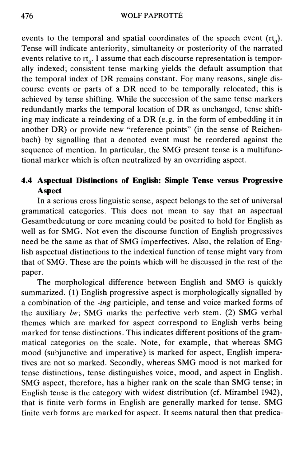 4.4 Aspectual Distinctions of English: Simple Tense versus Progressive Aspect