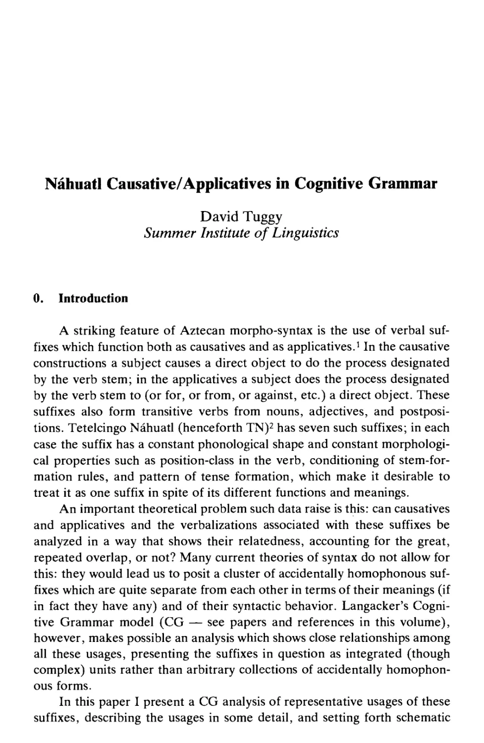 Náhuatl Causative/Applicatives in Cognitive Grammar