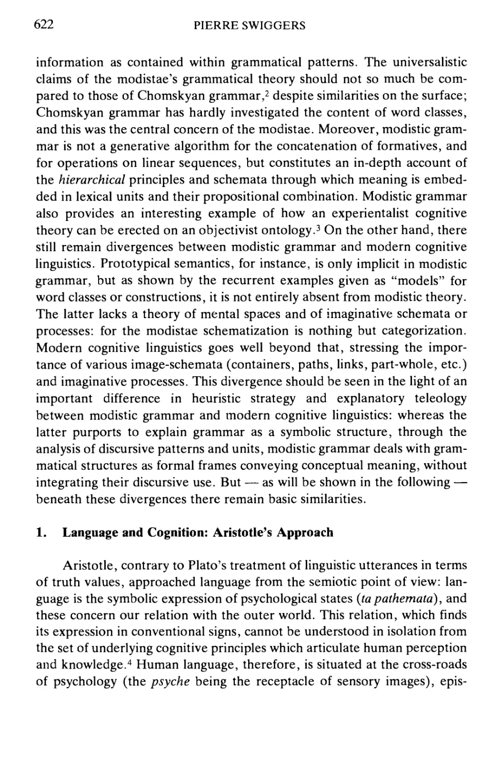 1. Language and Cognition: Aristotle's Approach