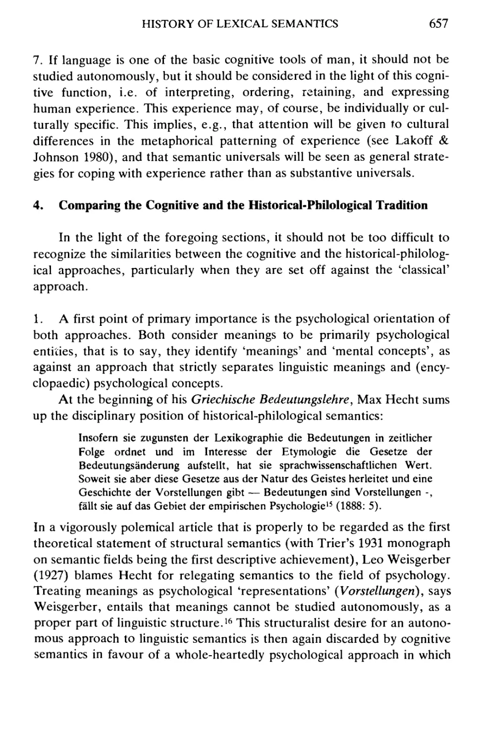 4. Comparing the Cognitive and the Historical-Philological Tradition