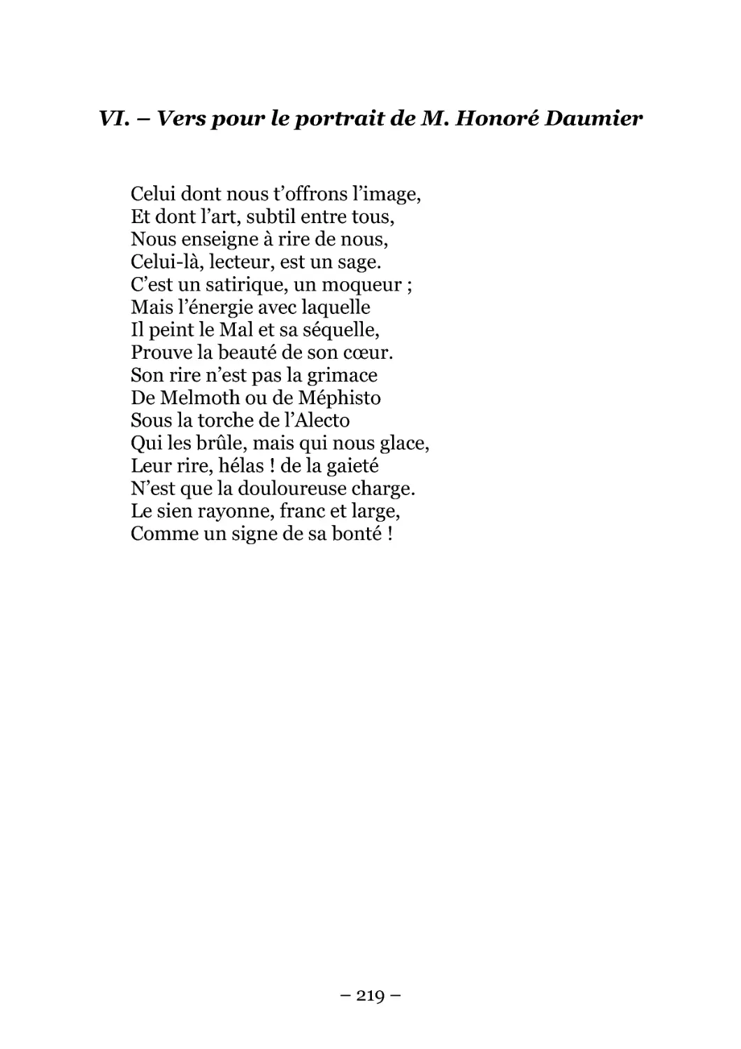 VI. – Vers pour le portrait de M. Honoré Daumier
