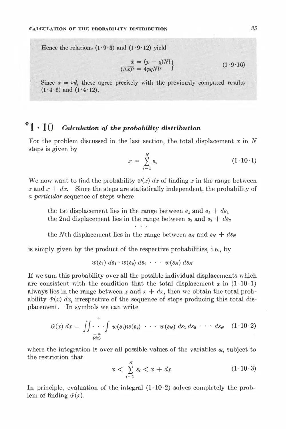 1.10 Calculation of the probability distribution