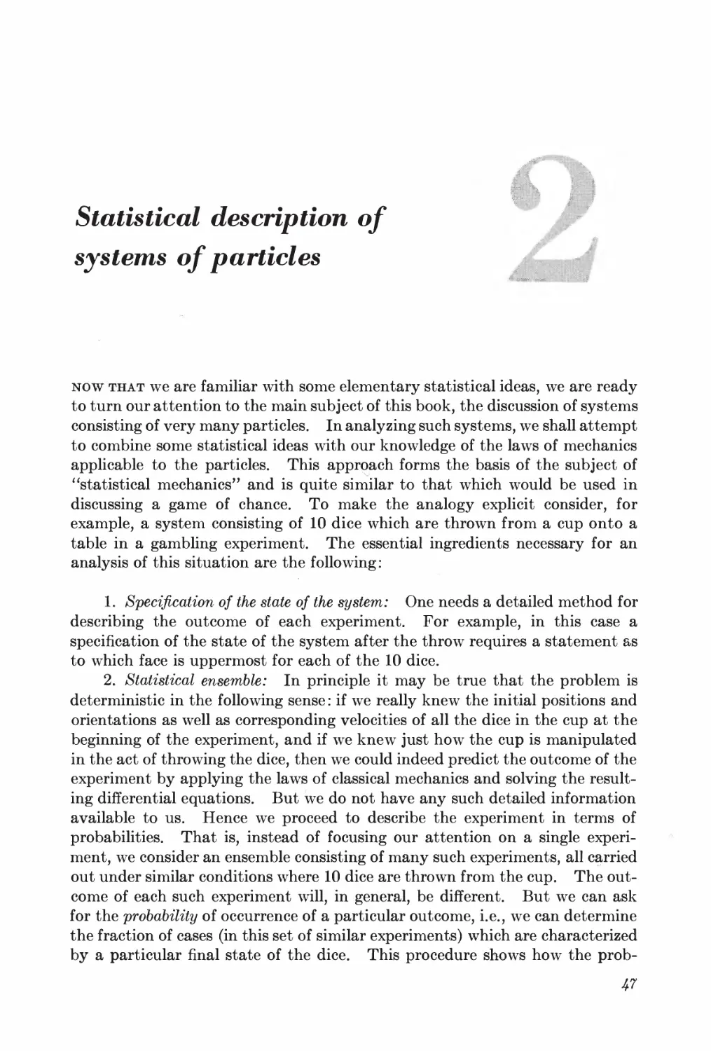 Chapter 2: Statistical Description of Systems of Particles