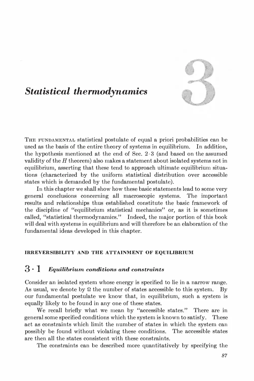 Chapter 3: Statistical Thermodynamics