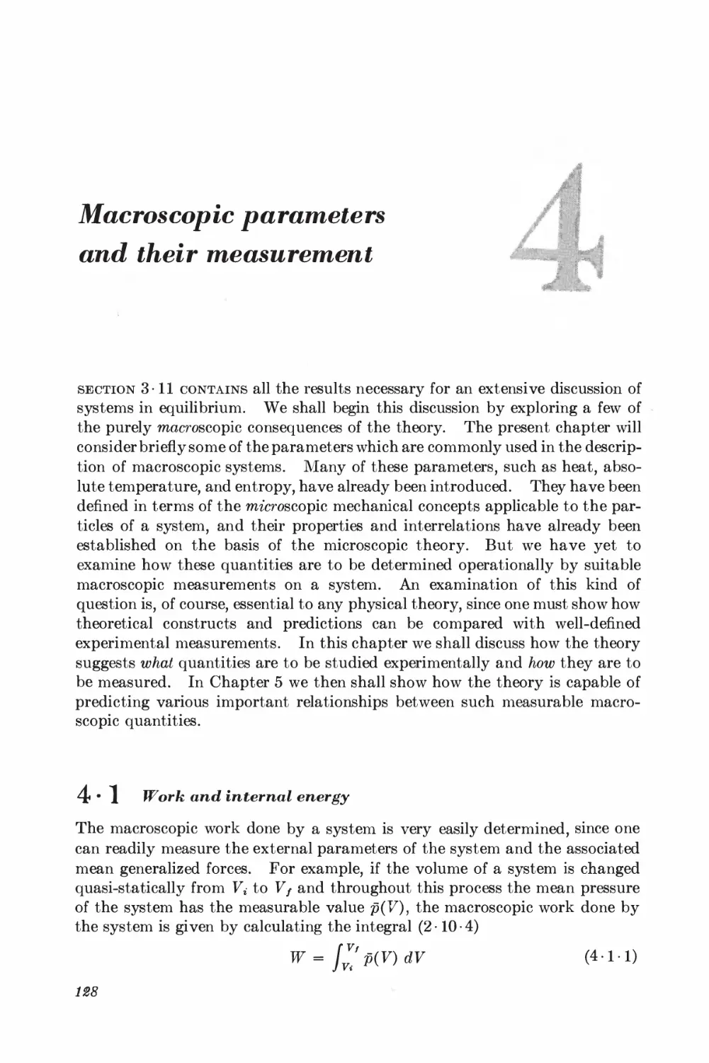 Chapter 4: Macroscopic Parameters and Their Measurement