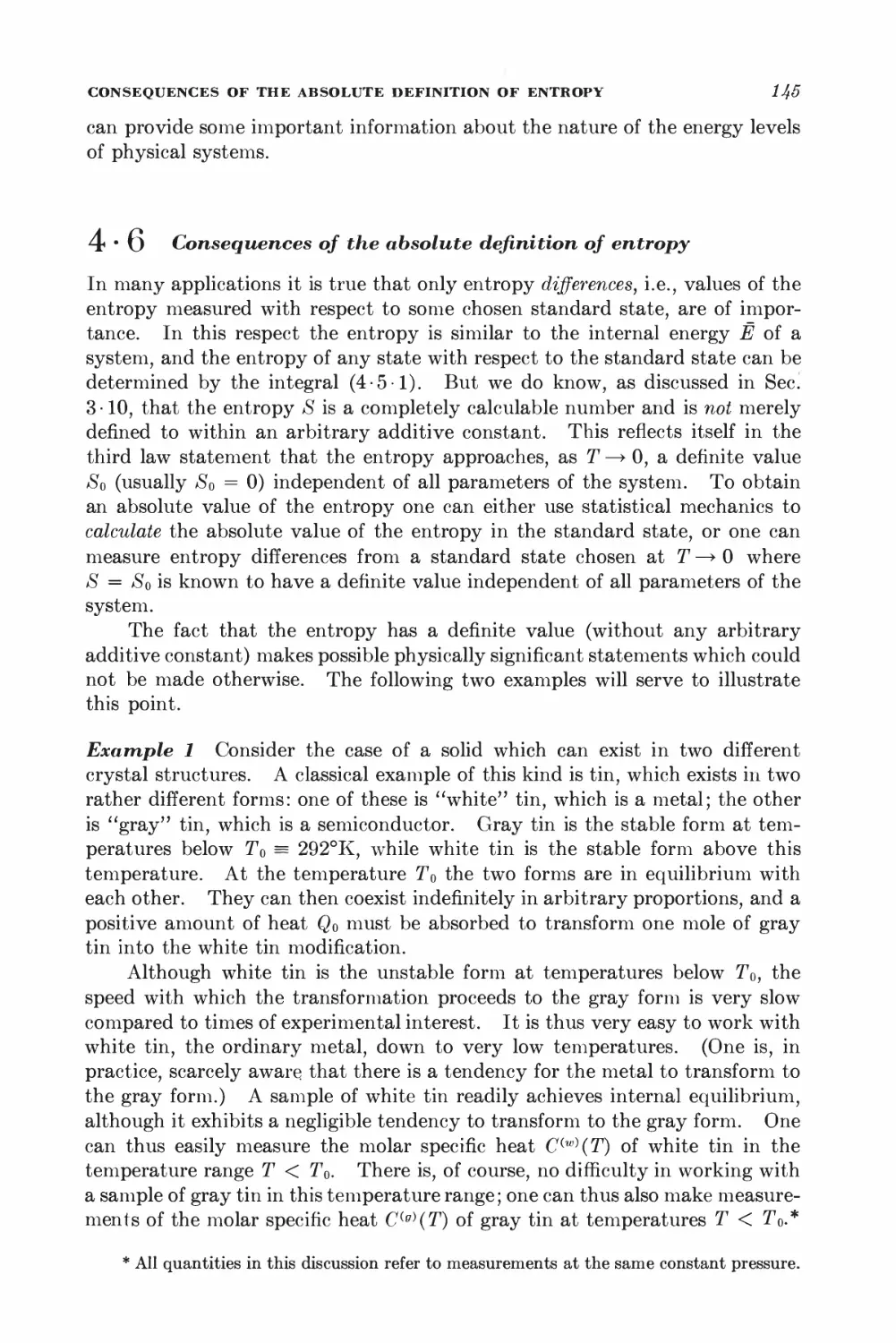 4.6 Consequences of the absolute definition of entropy