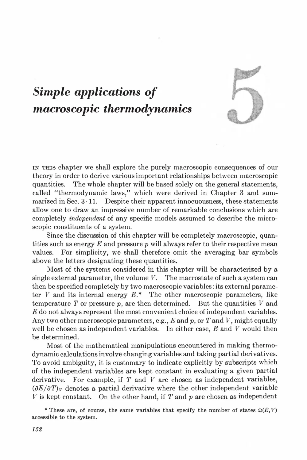 Chapter 5: Simple Applications of Macroscopic Thermodynamics