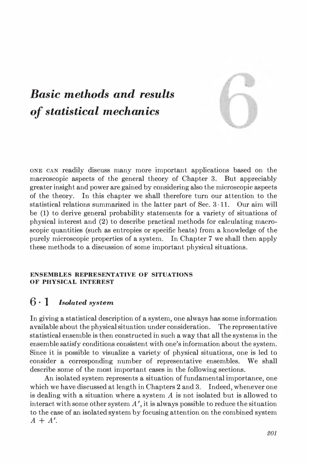 Chapter 6: Basic Methods and Results of Statistical Mechanics