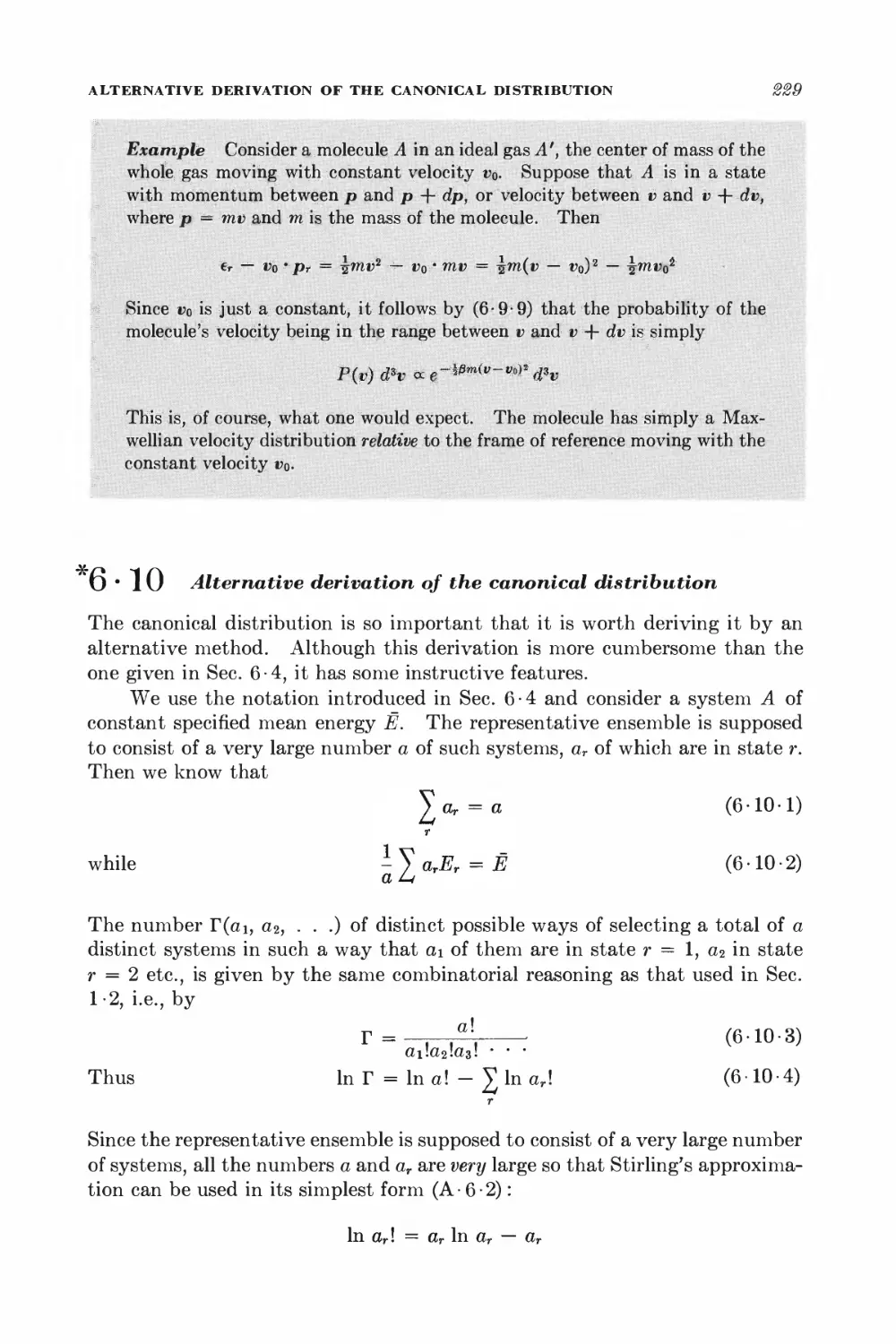 6.10 Alternative derivation of the canonical distribution