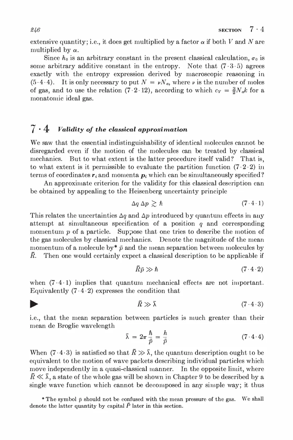 7.4 Validity of the classical approximation