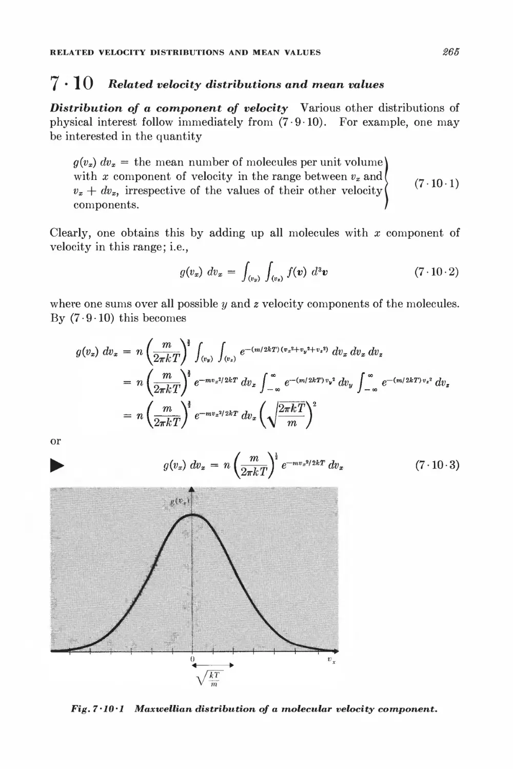 7.10 Related velocity distributions and mean values