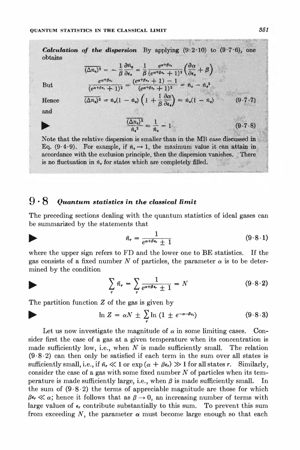 9.8 Quantum statistics in the classical limit