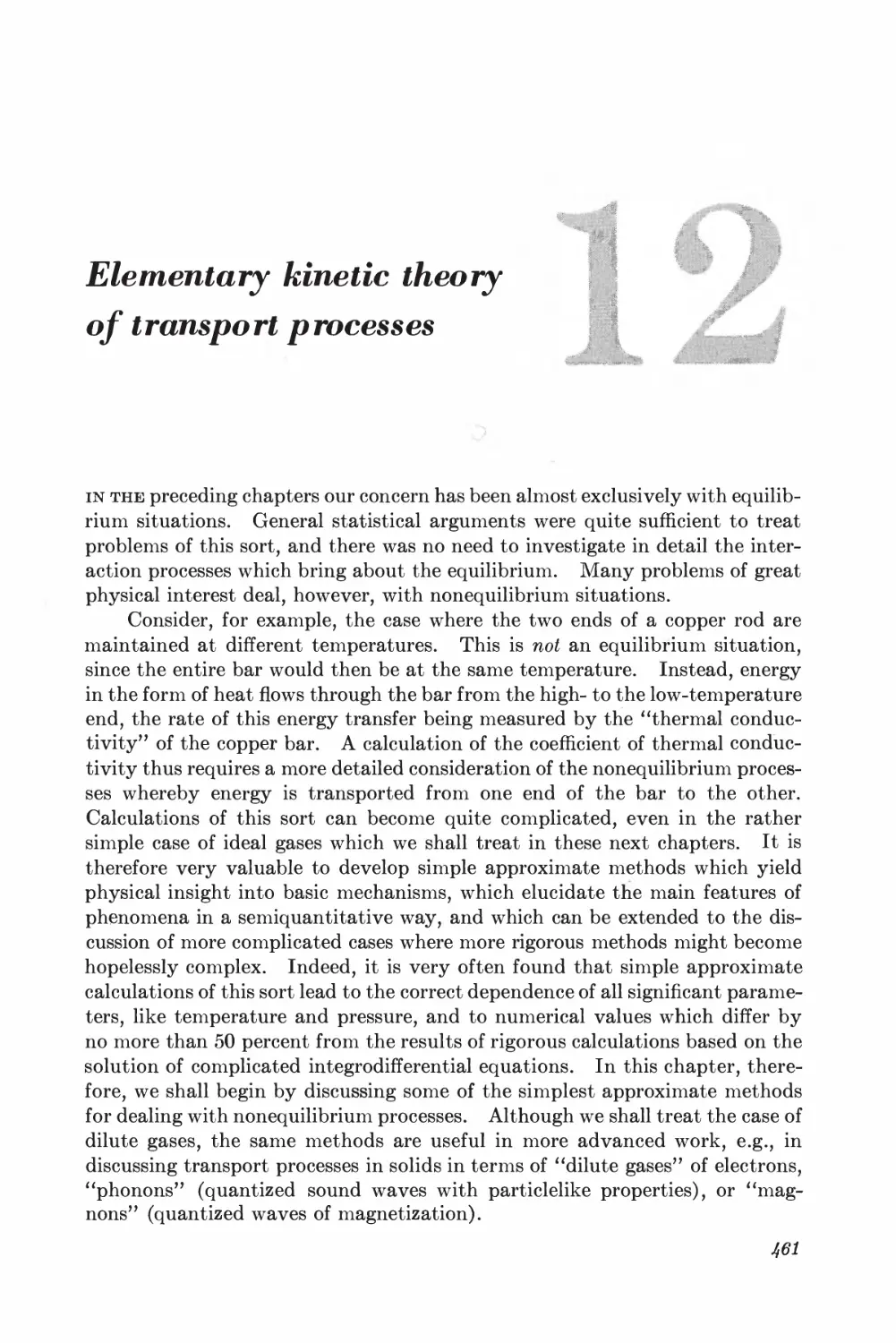 Chapter 12: Elementary Kinetic Theory of Transport Processes